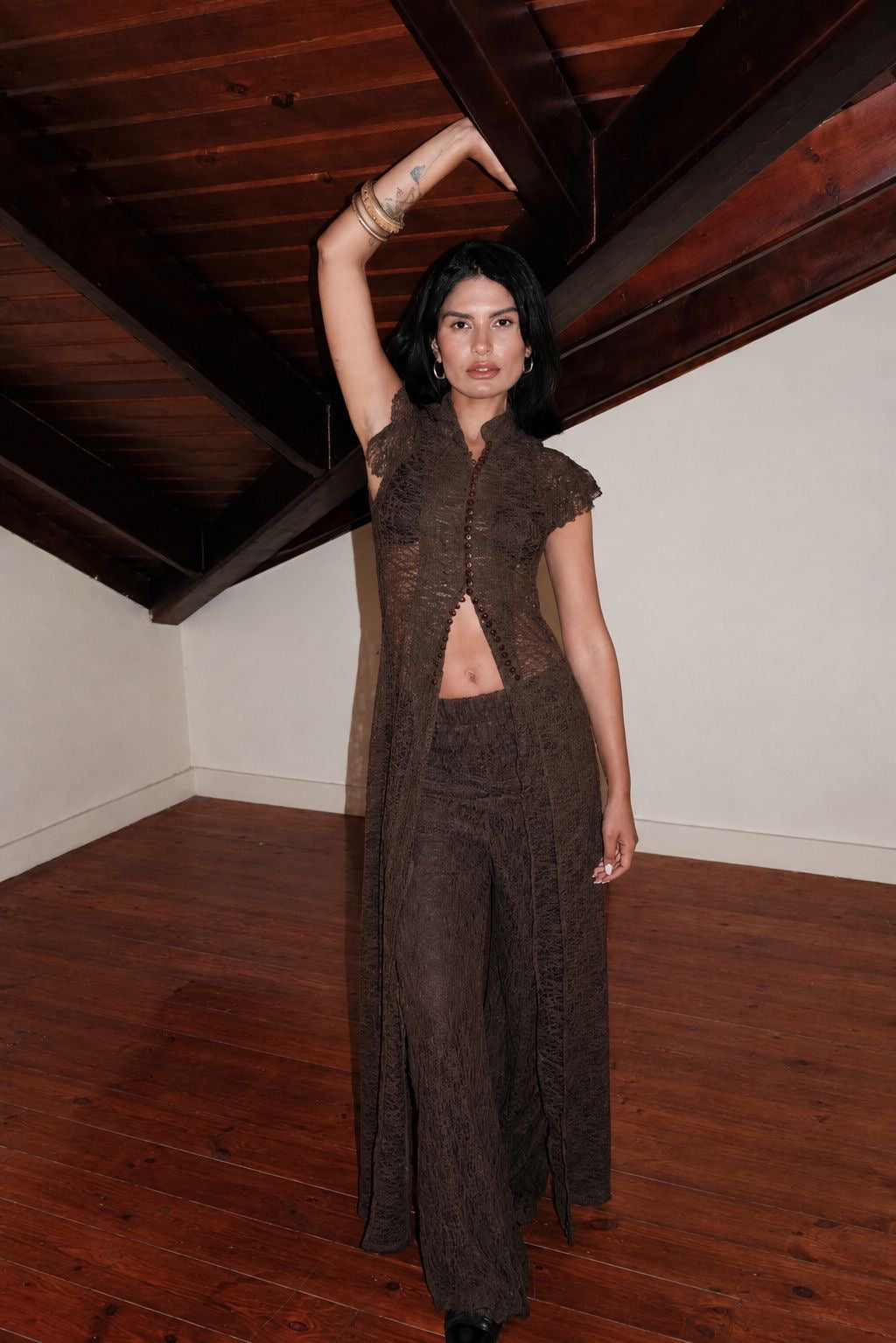 BROWN LACE CARDIGAN