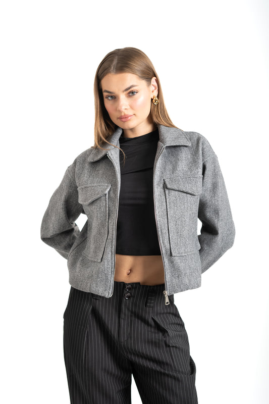 WOMEN’S GREY WOOL BLEND JACKET