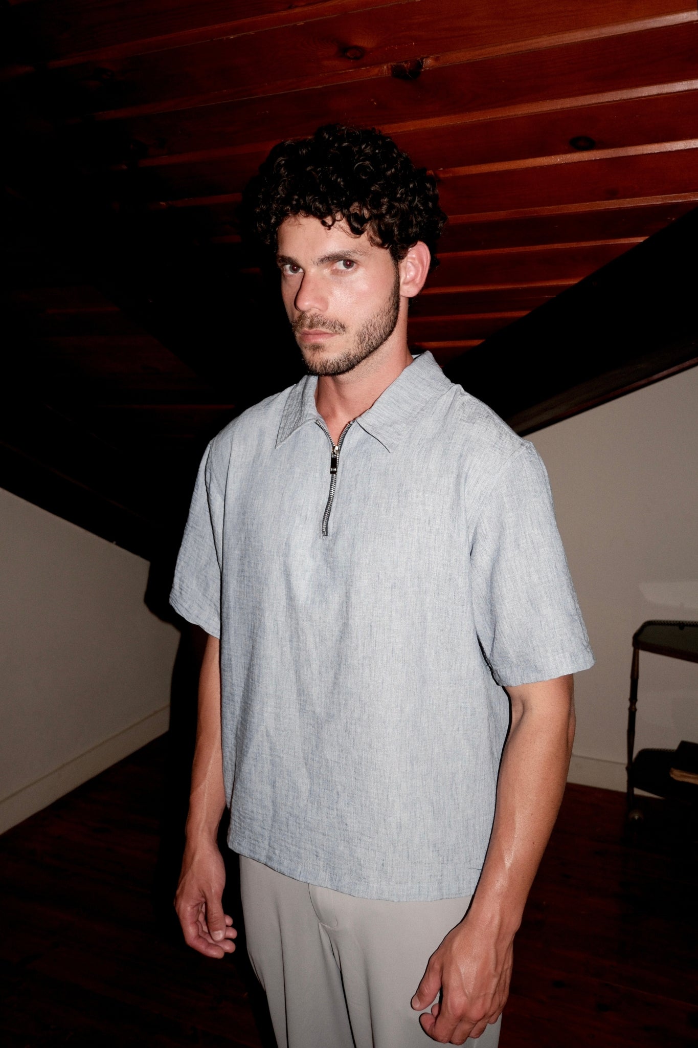 POLO ZIP LIGHT BLUE