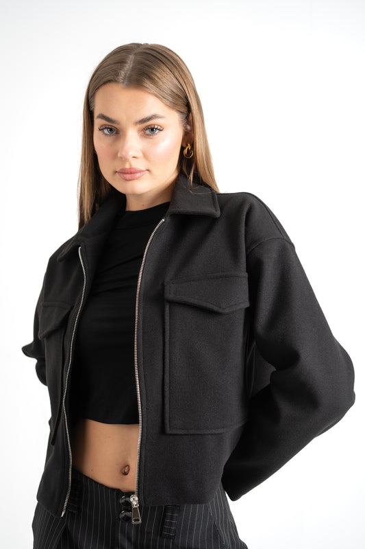 WOMEN’S BLACK WOOL BLEND JACKET