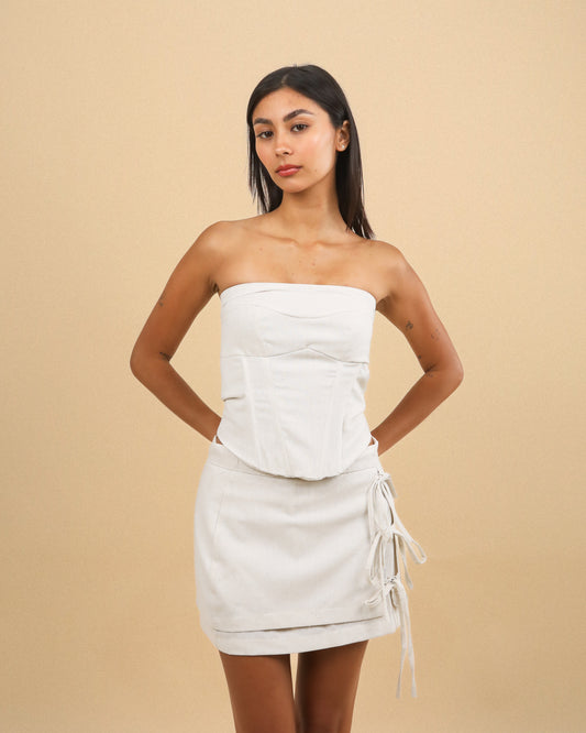 BEIGE LINEN CORSET/SKIRT SET