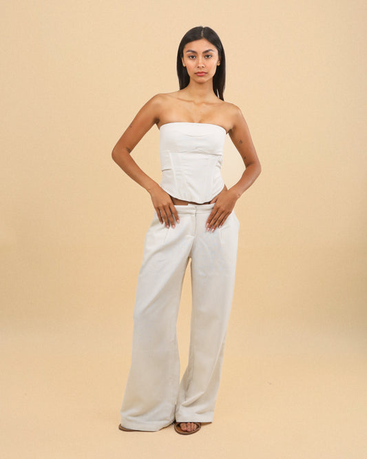 BEIGE LINEN CORSET/PANTS SET