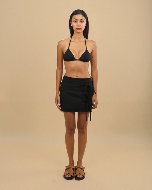 BLACK LINEN SKIRT