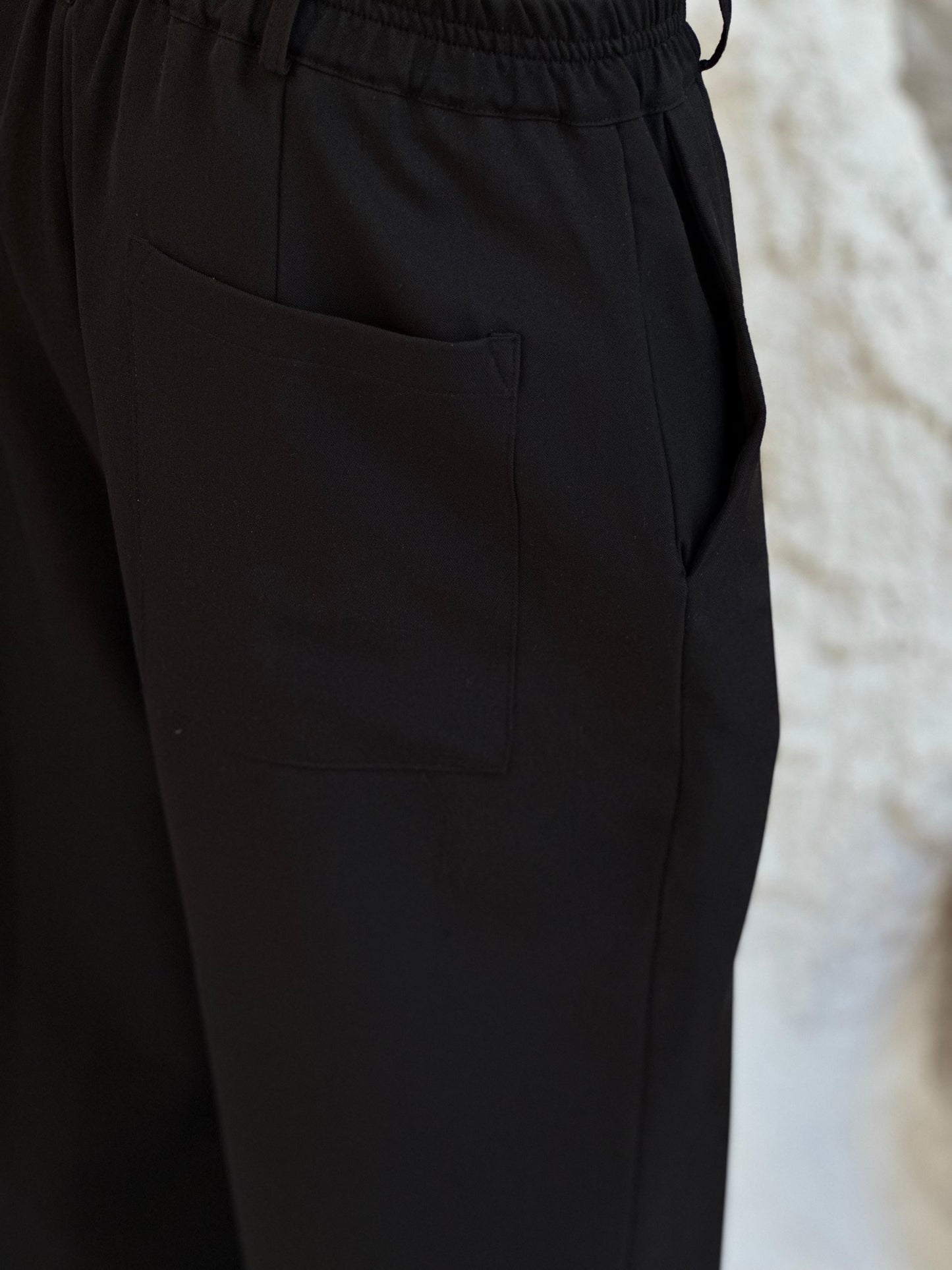 BLACK POLO/ SUIT PANTS