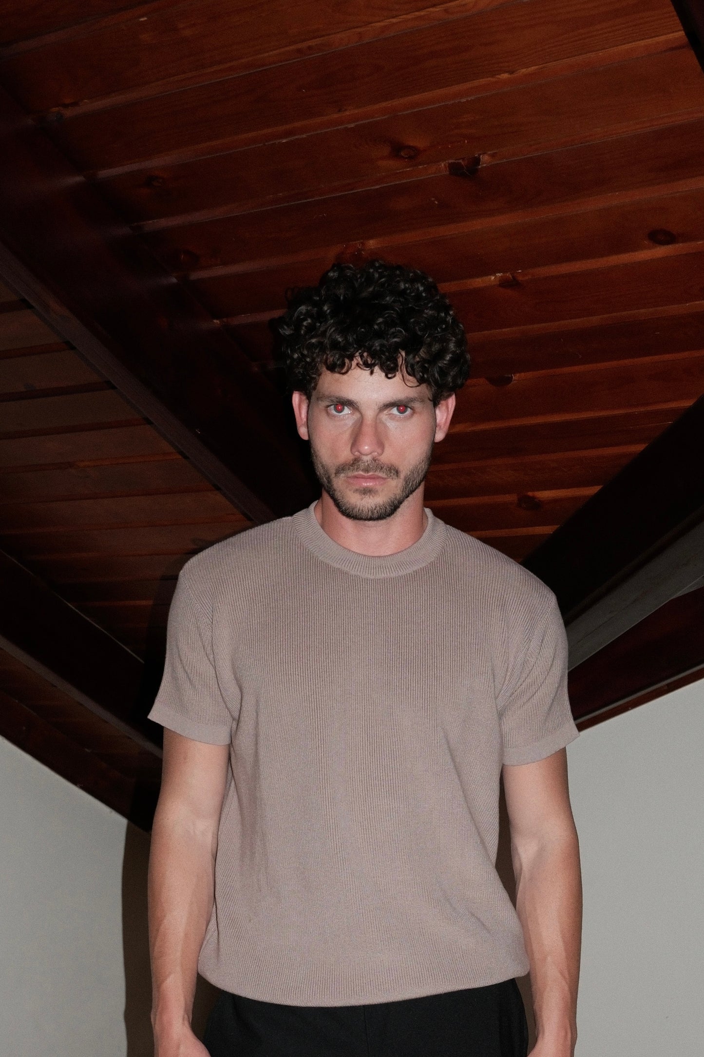 BEIGE KNIT T-SHIRT