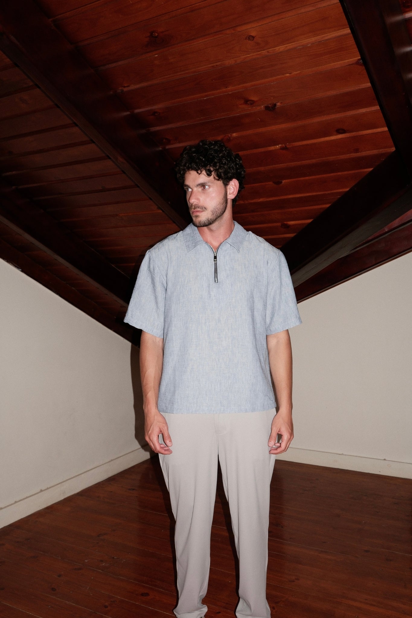 POLO ZIP LIGHT BLUE