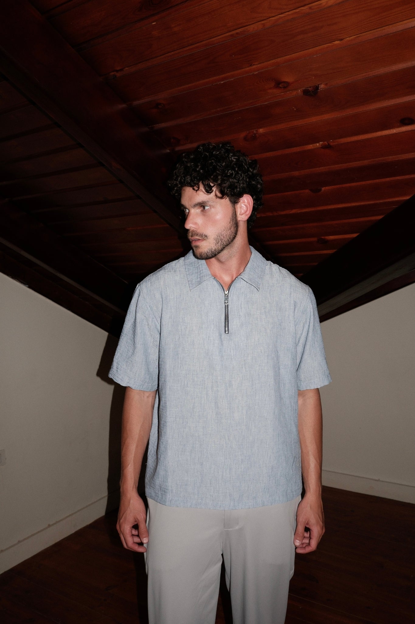 POLO ZIP LIGHT BLUE
