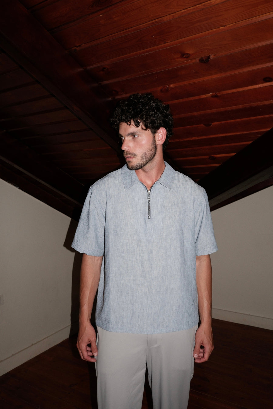 POLO ZIP LIGHT BLUE