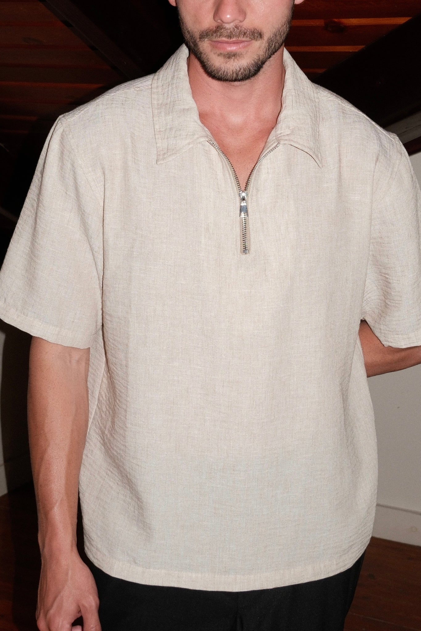 POLO ZIP BEIGE