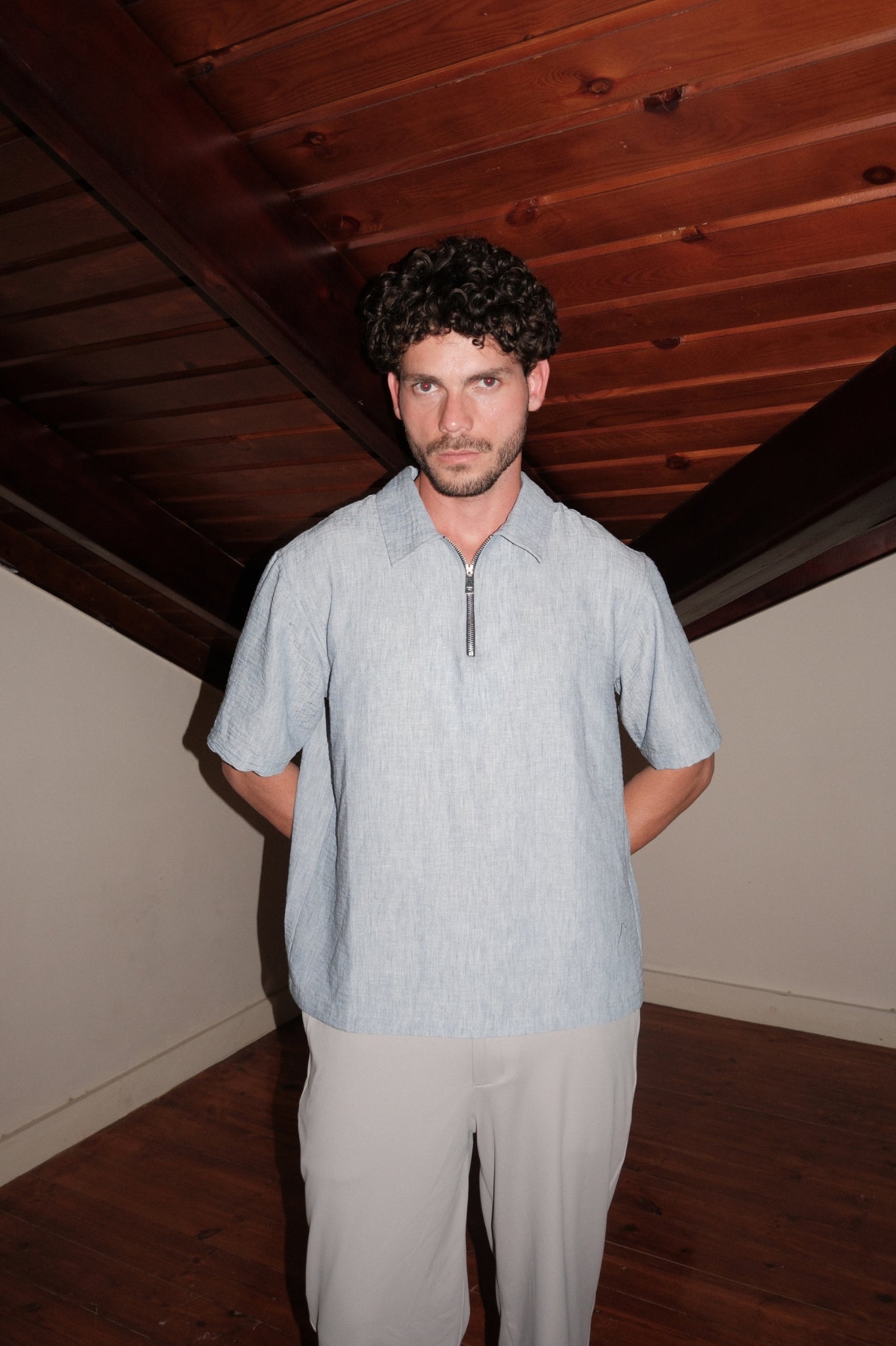POLO ZIP LIGHT BLUE