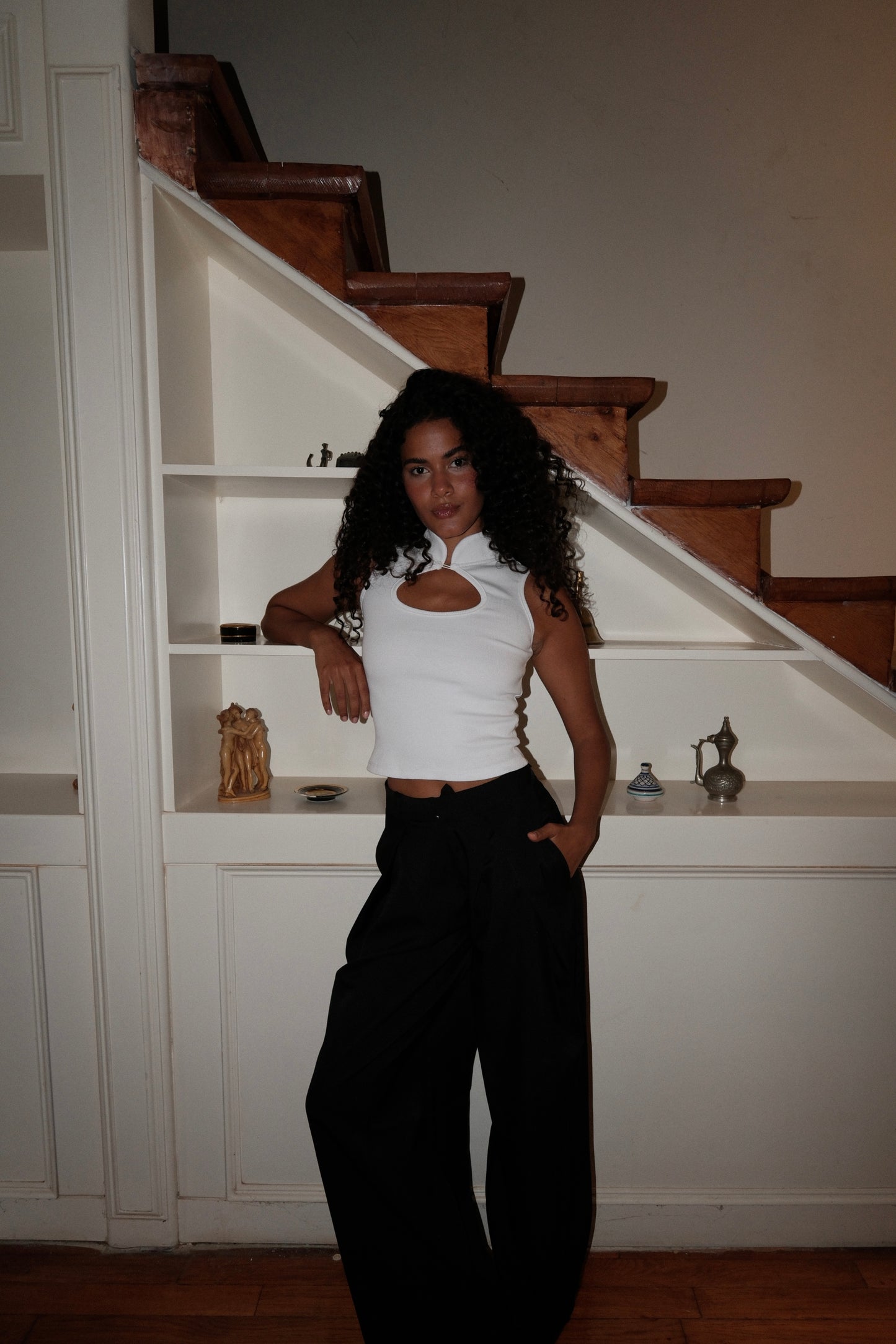 WHITE KYOTO CUTOUT TOP