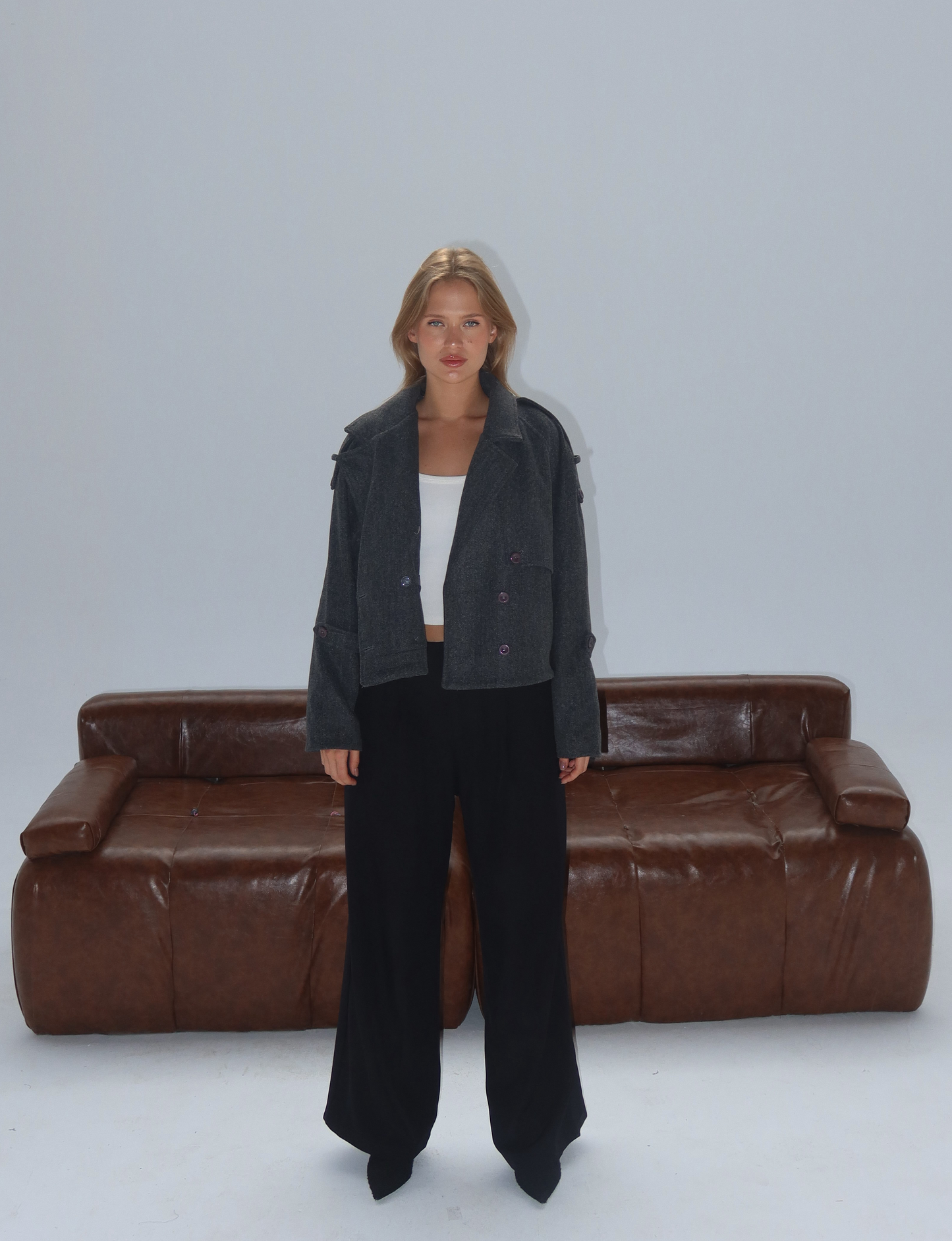 GREY WOMEN WOOL JACKET