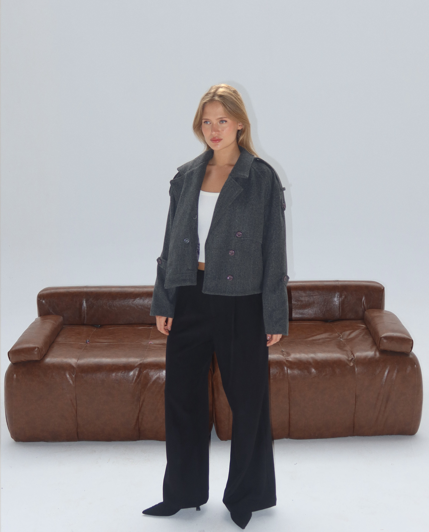 GREY WOMEN WOOL JACKET