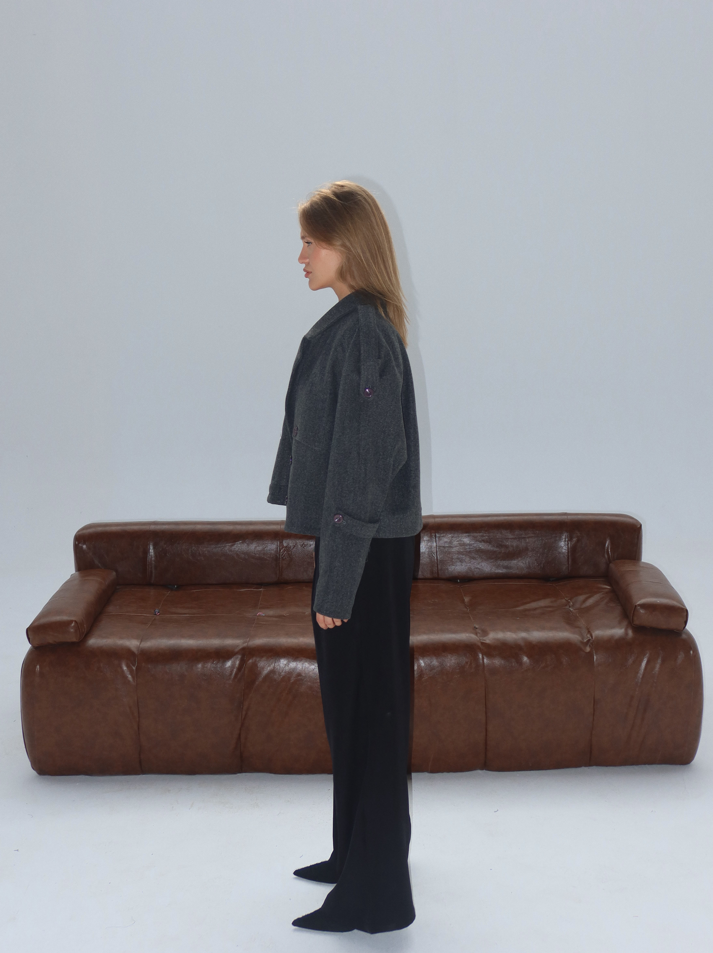 GREY WOMEN WOOL JACKET