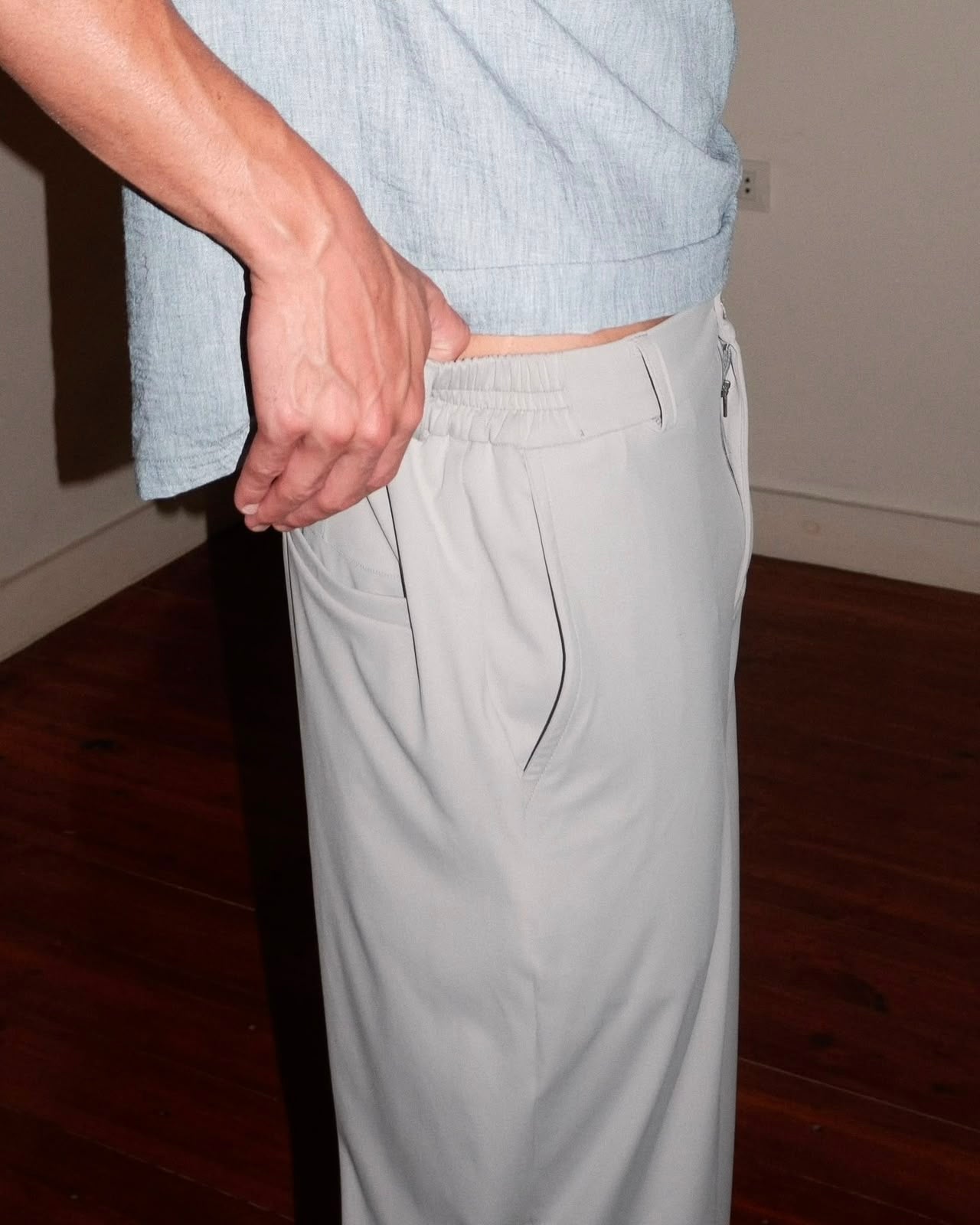 GREY FORMAL STRETCH PANTS