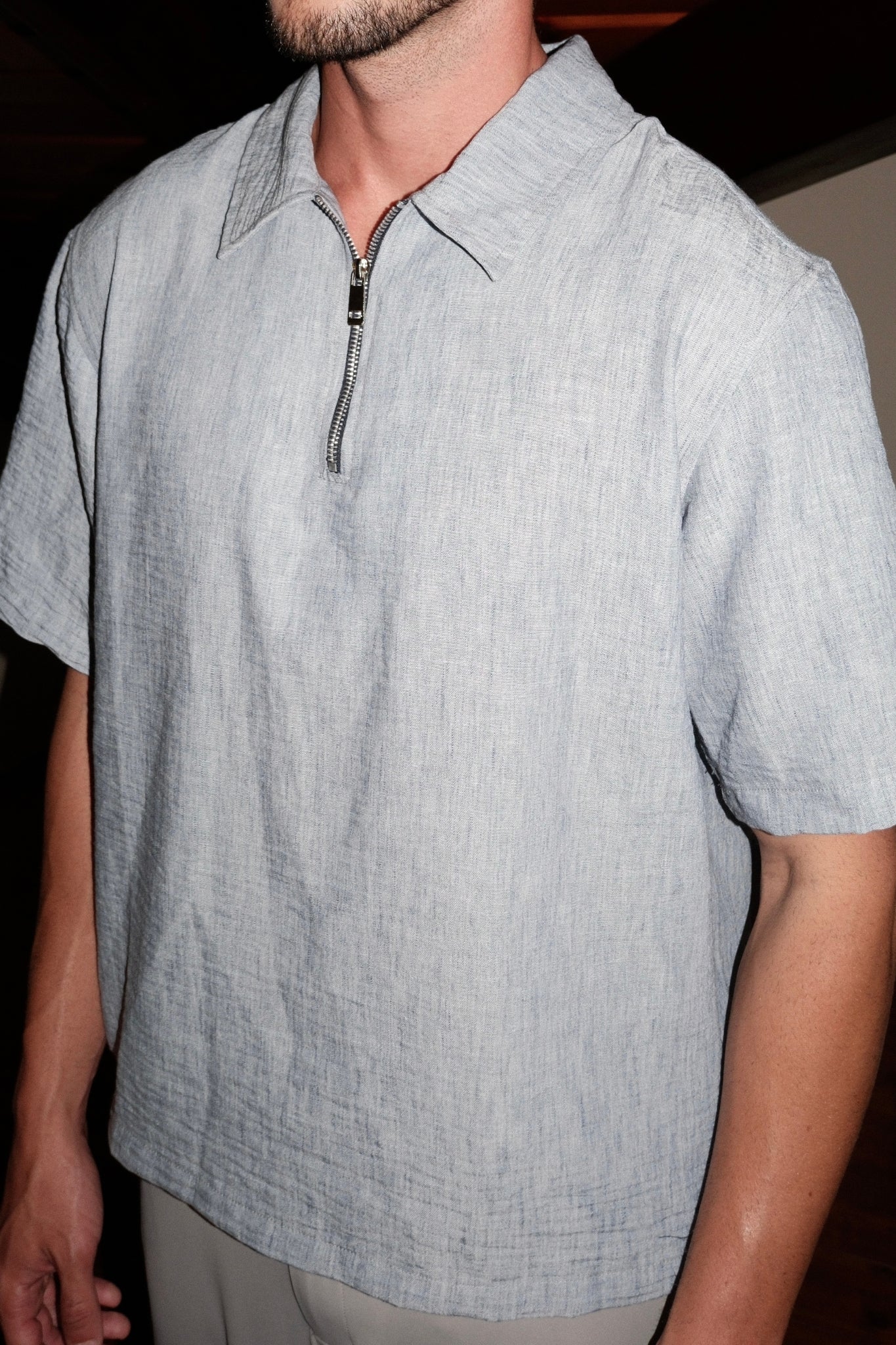 POLO ZIP LIGHT BLUE