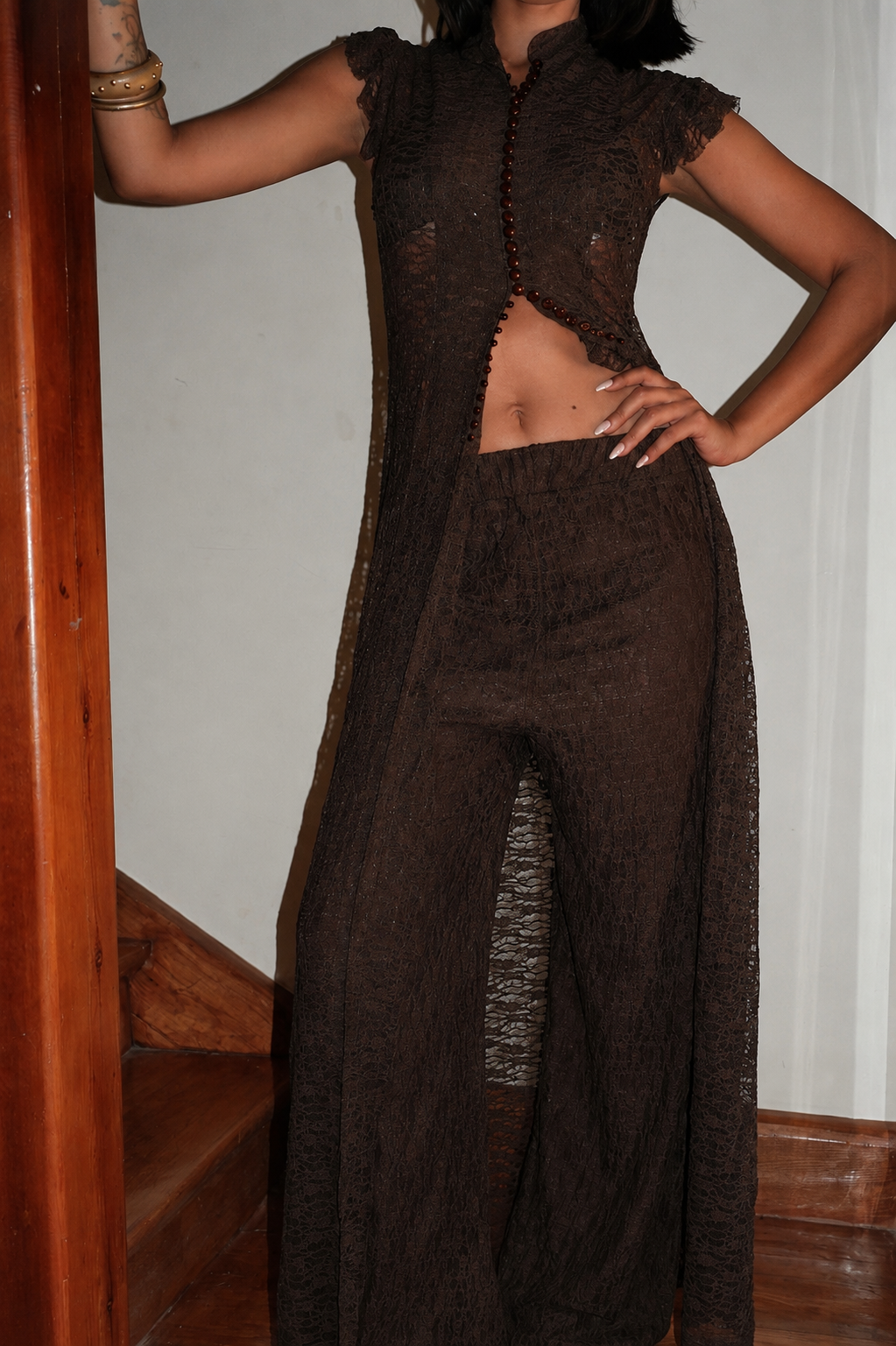 BROWN LACE SET