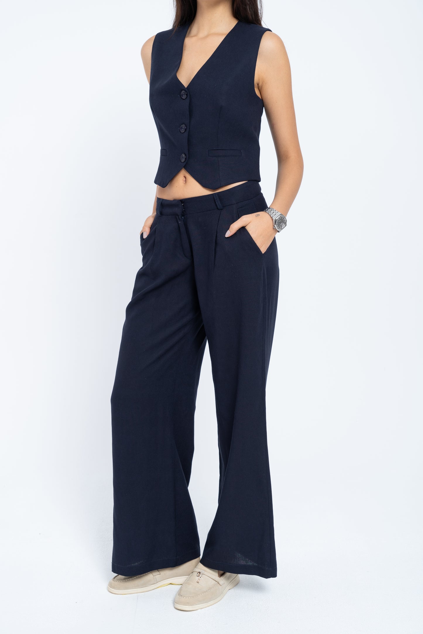 Sapphire Blue Linen Trousers