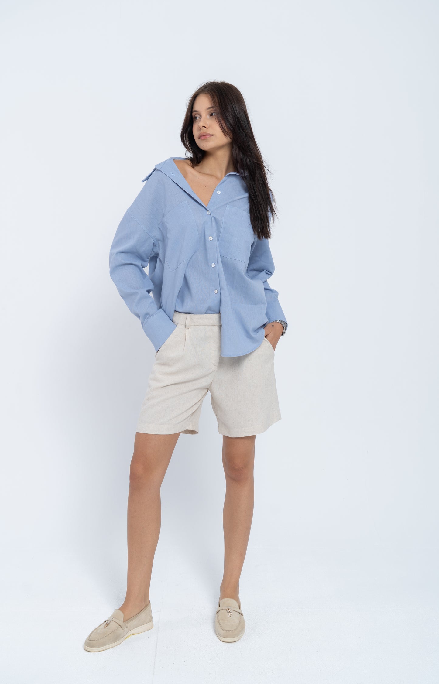 Baby Blue Linen Shirt