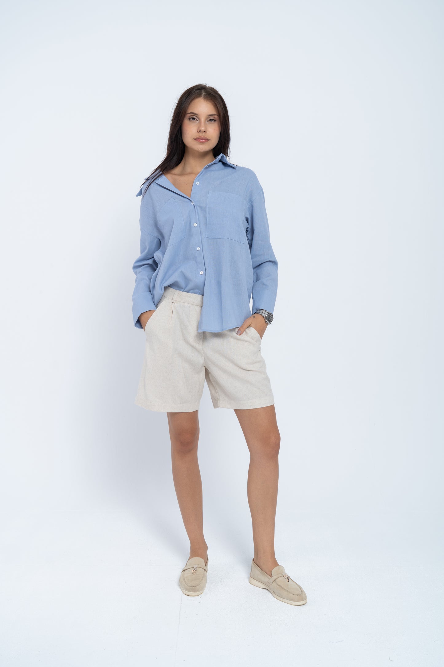 Baby Blue Linen Shirt