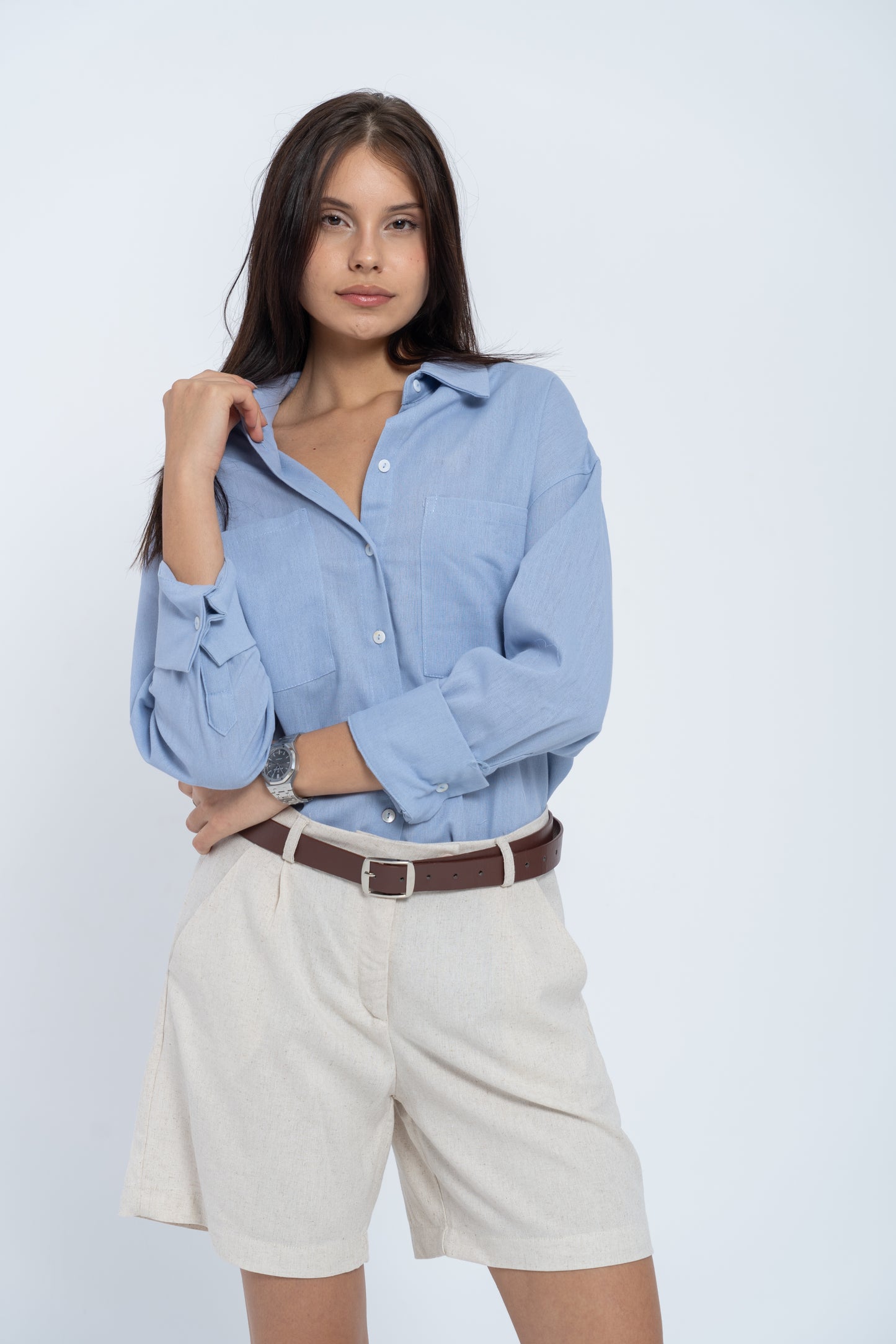 Baby Blue Linen Shirt