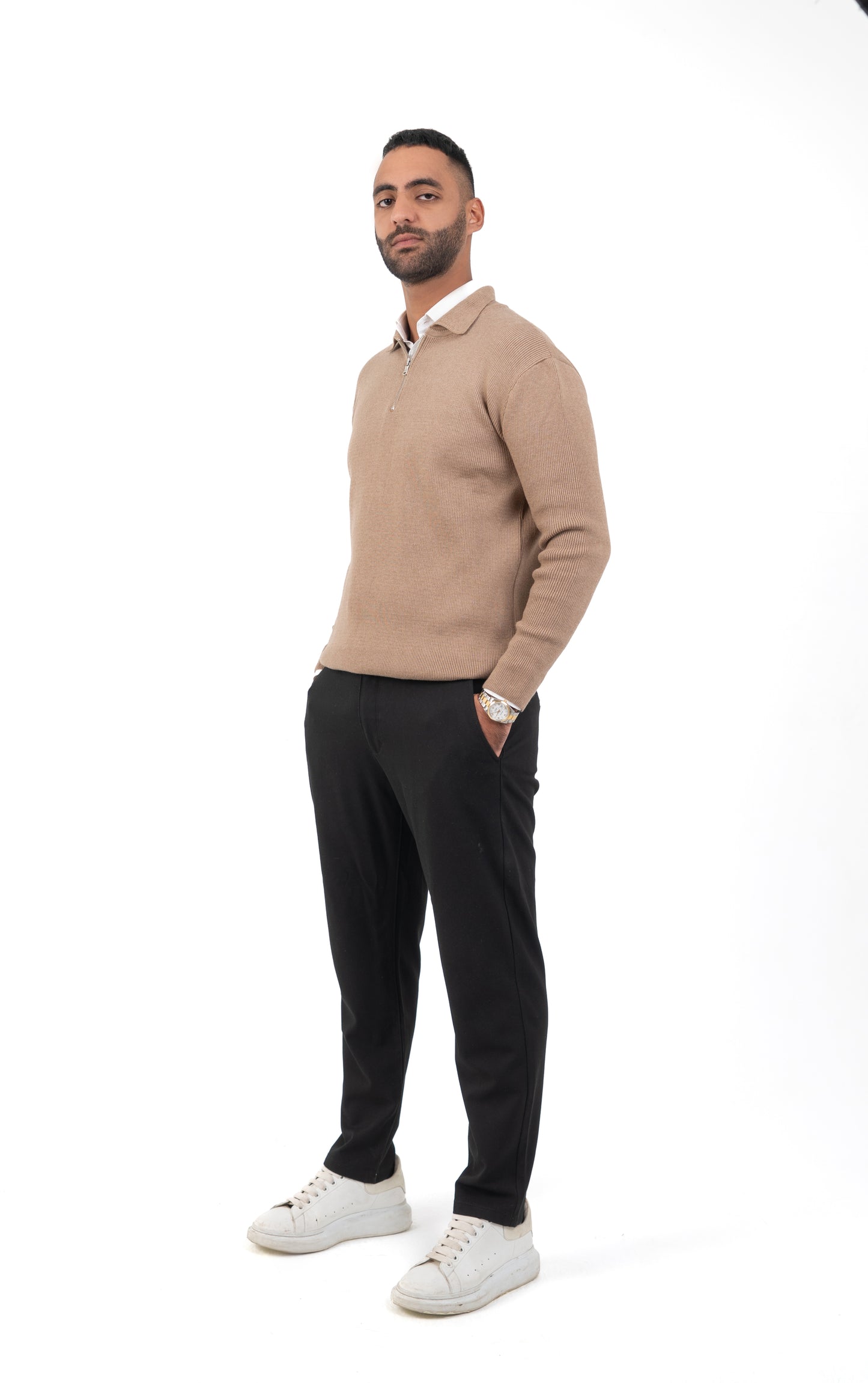 Noble Sands: The Beige Quarter-Zip Essence