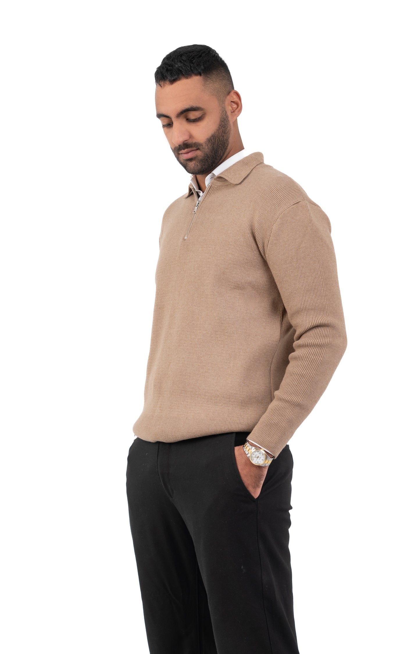 Noble Sands: The Beige Quarter-Zip Essence