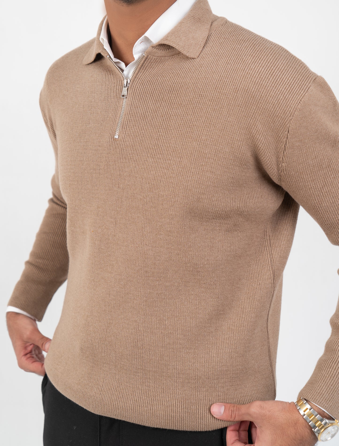 Noble Sands: The Beige Quarter-Zip Essence