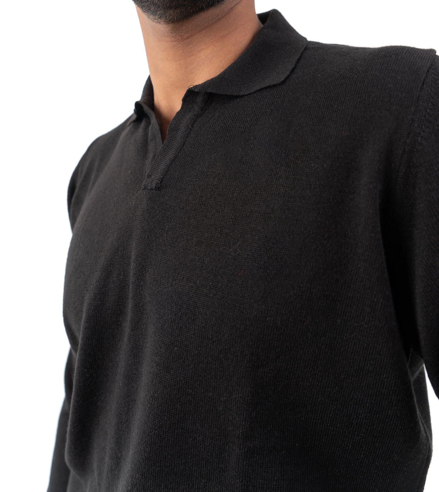 Jet Black Classic: Black Buttonless Knitwear