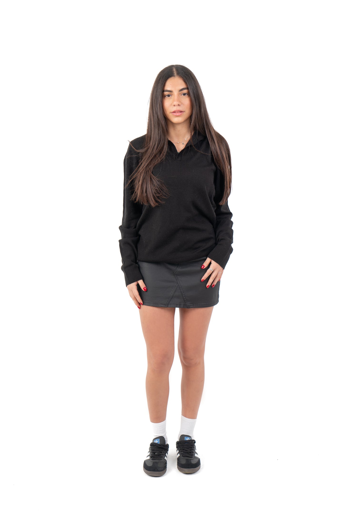 Regal Noir: Women's Black Buttonless Knitwear