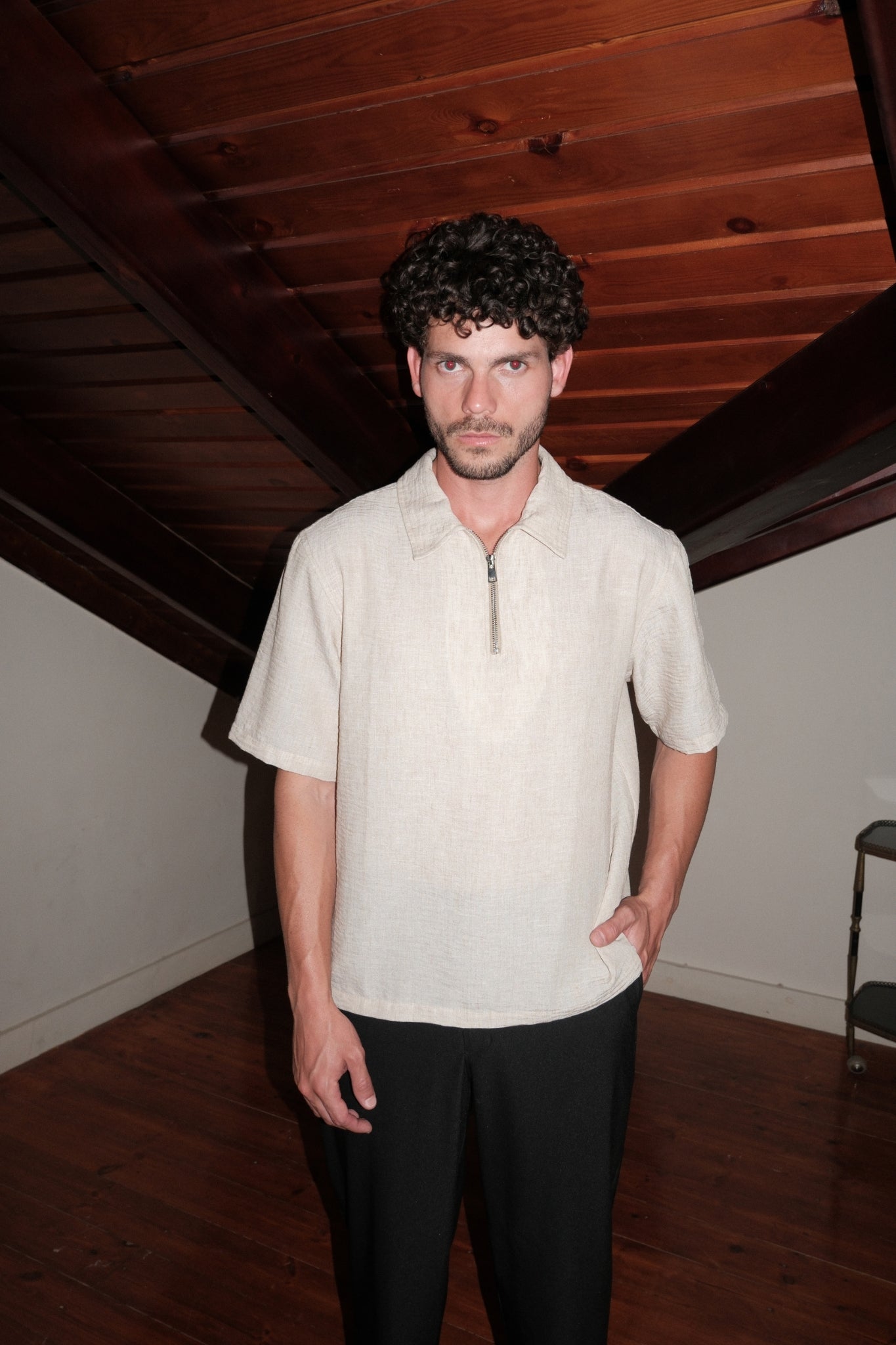 POLO ZIP BEIGE