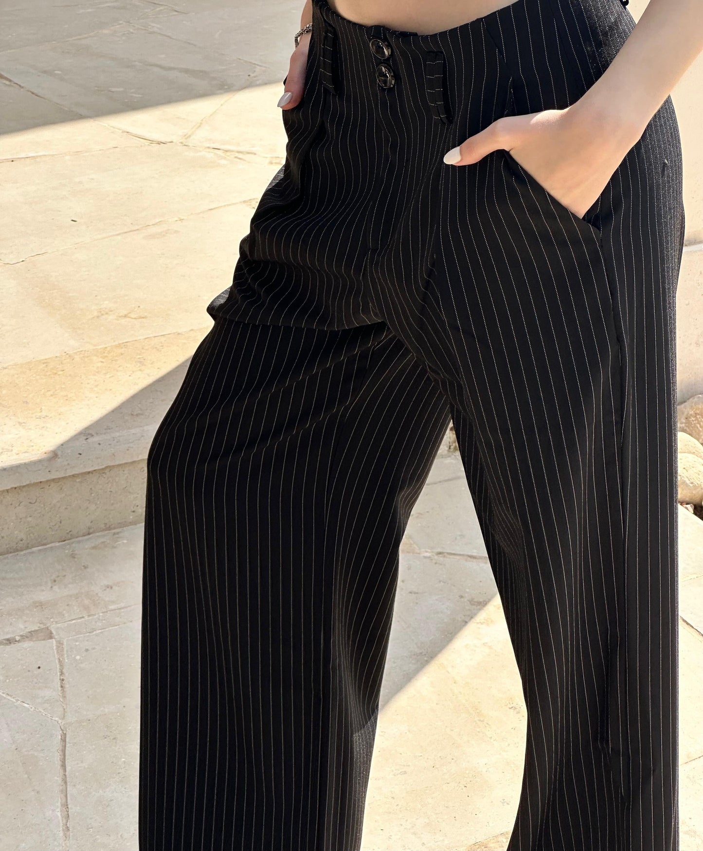 Black Stripped Pants