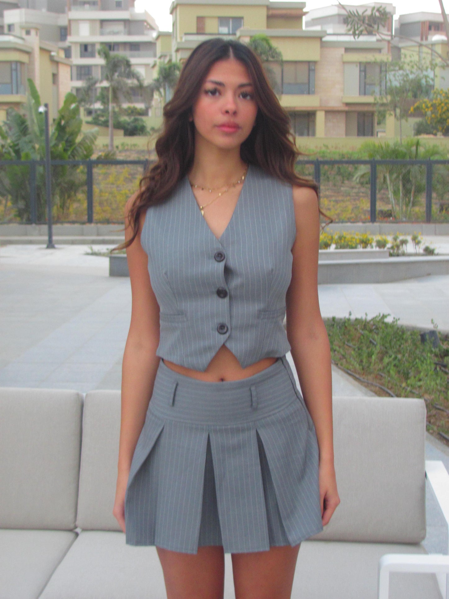 Grey Stripped Vest