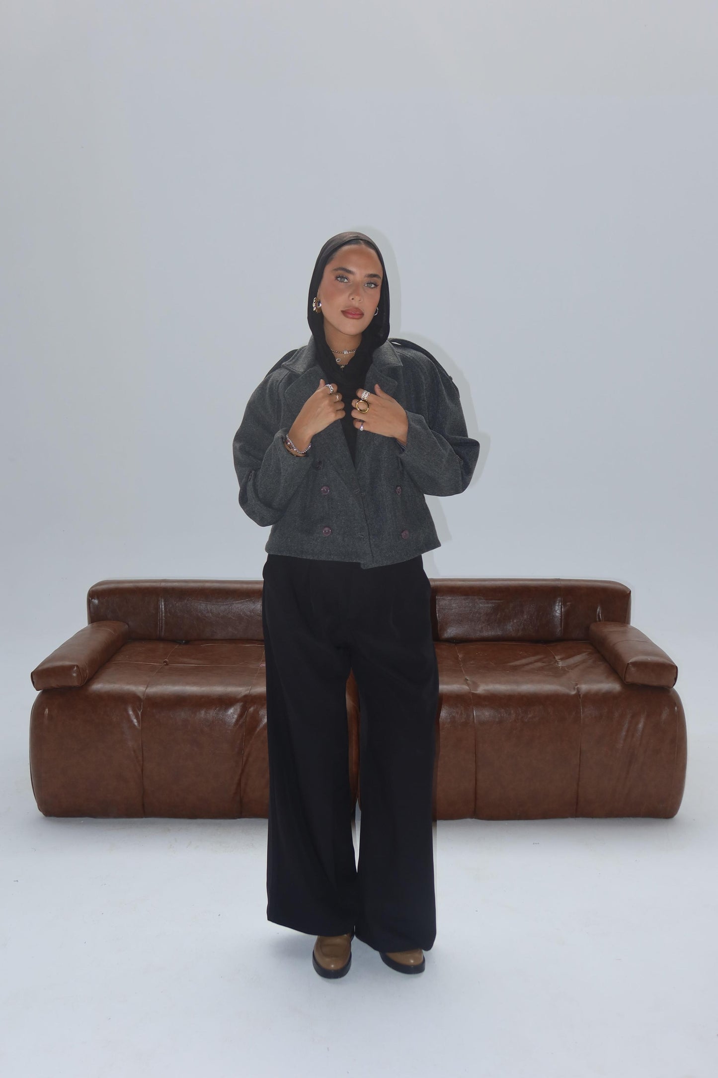 GREY WOMEN WOOL JACKET