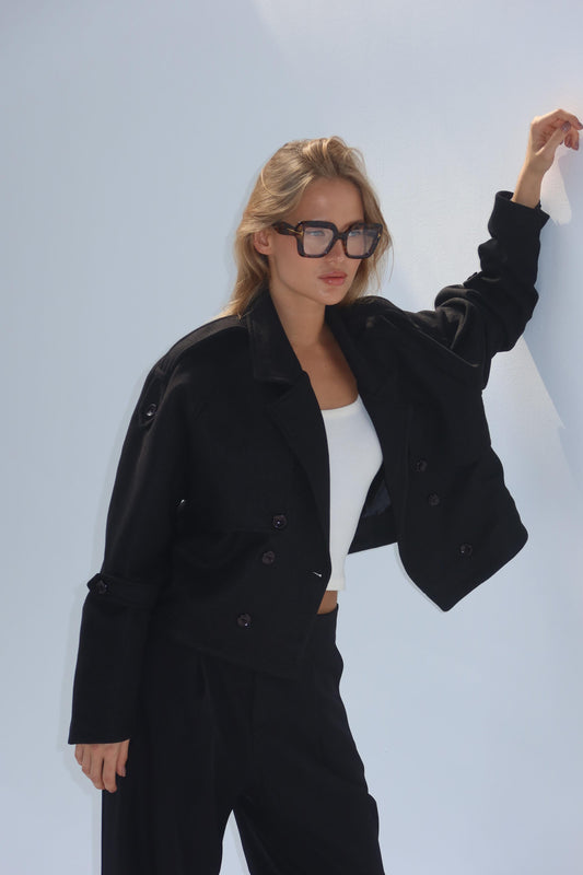 BLACK WOMEN WOOL JACKET