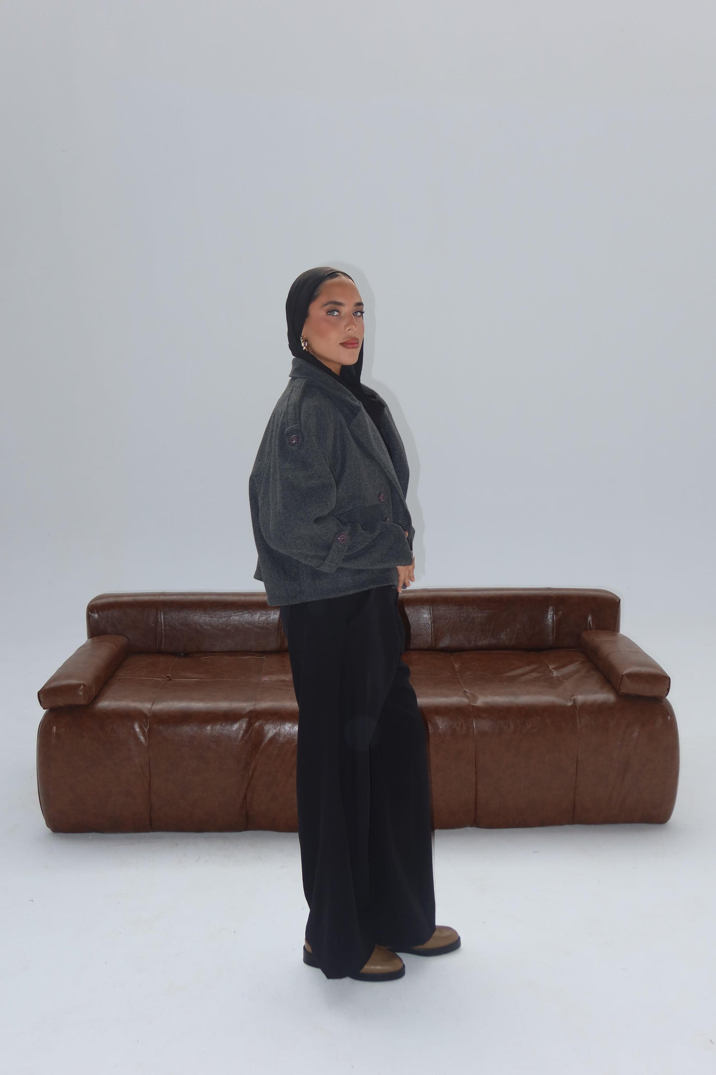 GREY WOMEN WOOL JACKET