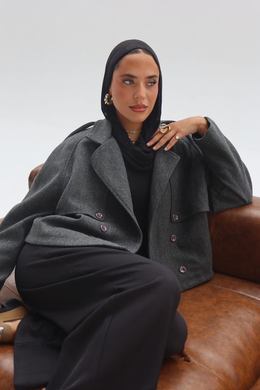 GREY WOMEN WOOL JACKET